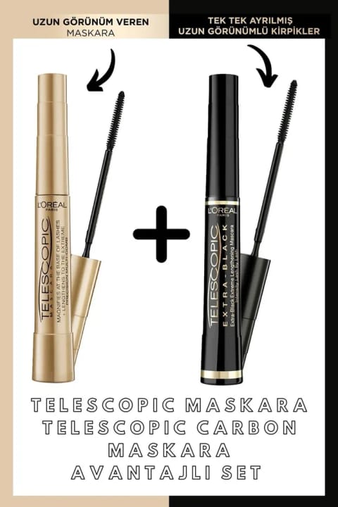 L'Oreal Paris Telescopic مشکی ماسکارا و Telescopic Carbon Extra Black ماسکارا