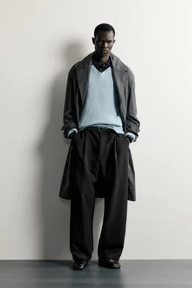 Zara کت بارانی تکنیکال فیت ریلکس