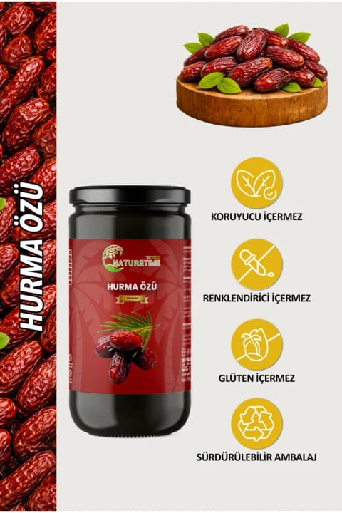 Naturetime Premium عصاره خرما 315 گرم بدون گلوتن طبیعی بدون افزودنی پستیساید و فلزات سنگین...