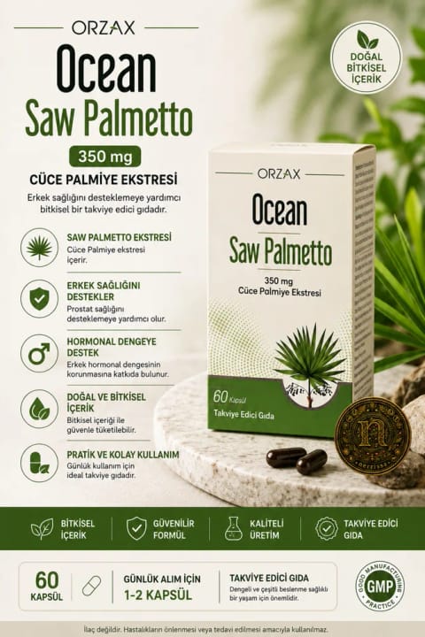 Orzax Ocean Saw Palmetto 350 mg 60 کپسول | عصاره نخل ارهای