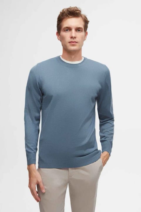 D'S Damat Regular Fit اقیانوسی آبی ژاکت کشباف ساده