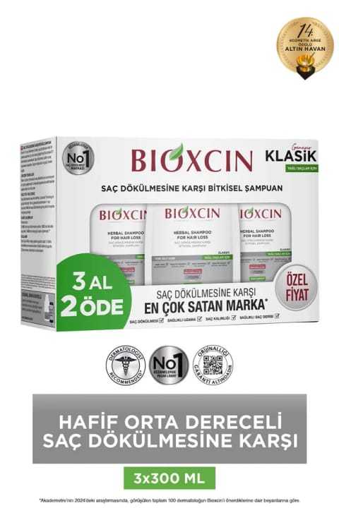 Bioxcin شامپوی کلاسیک مخصوص موهای چرب ۳×۳۰۰ میلیلیتر