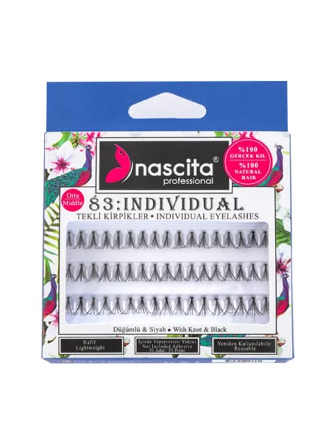 مژه مصنوعی طبیعی Nascita با موی ۱۰۰٪ واقعی، اندازه متوسط NASEYE000083