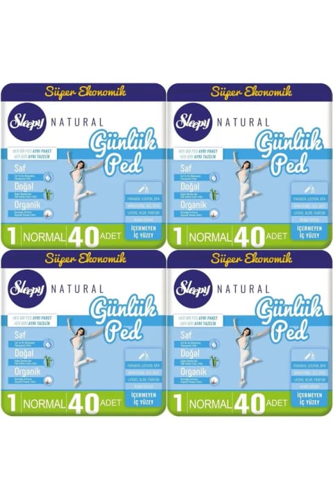 Sleepy Natural نواربهداشتی روزانه معمولی ۱۶۰ عددی بسته اقتصادی فوق‌العاده (۴×۴۰)