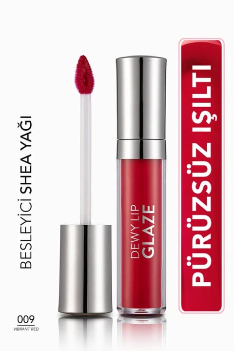Flormar مرطوب‌کننده و براق‌کننده لب (قرمز) - Dewy Lip Glaze - 009 Vibrant Red