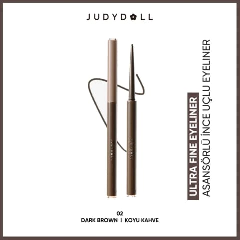 خط چشم نازک Judydoll Ultrafine Eyeliner با نوک باریک و مکانیزم چرخشی 02 Dark Brown