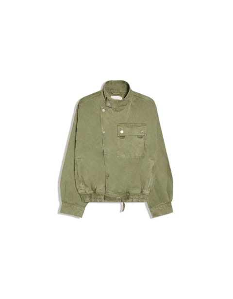 Bershka کت دکمهدار دوبل با یقه قیفی و جیب