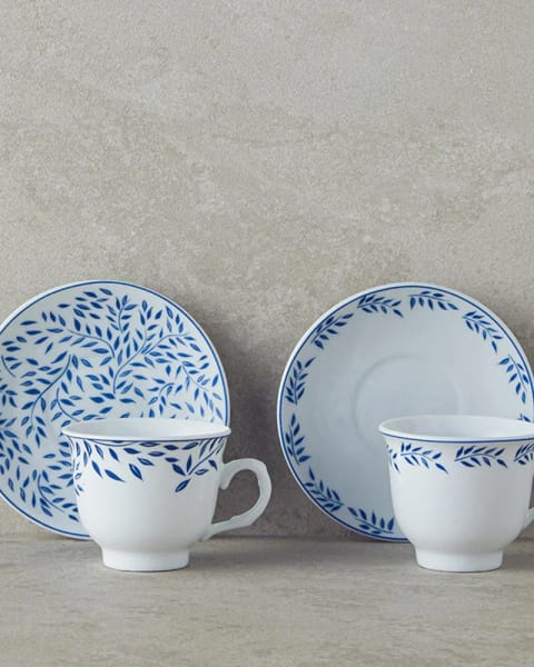 ست فنجان قهوه ۴ پارچه ۲ نفره پرسلن Blatt مدل ۸۰ میلی‌لیتر سرمه‌ای