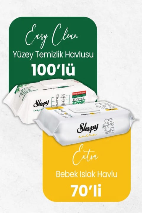 Sleepy دستمال مرطوب کودک اکسترا ۷۰ عددی و دستمال تمیزکننده سطح ۱۰۰ عددی