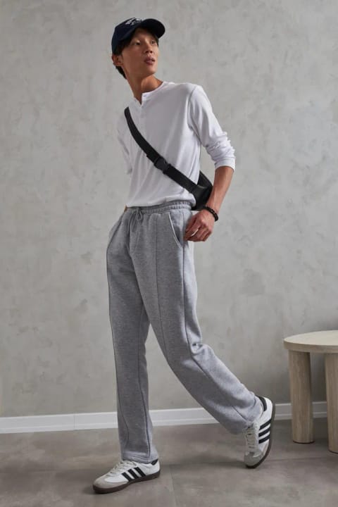 شلوارک اسپرت مردانه Baggy با جزئیات دوخت جلوی گریملانژ