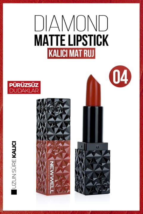 New Well Diamond Matte Lipstick 04 ماندگاری تمام روز