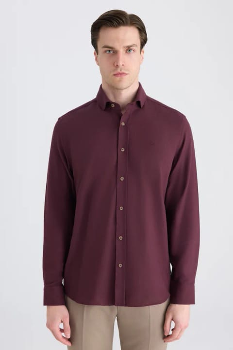 D'S Damat Ds Damat Comfort پیراهن گاباردین شرابی