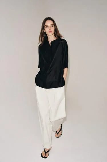 Zara ZW Collection بلوز آستین کوتاه گشاد