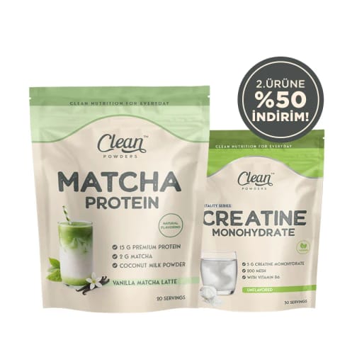 ترکیب پودر پروتئین ماچا Clean Powders + Creatine Monohydrate ۱۵۰ گرم