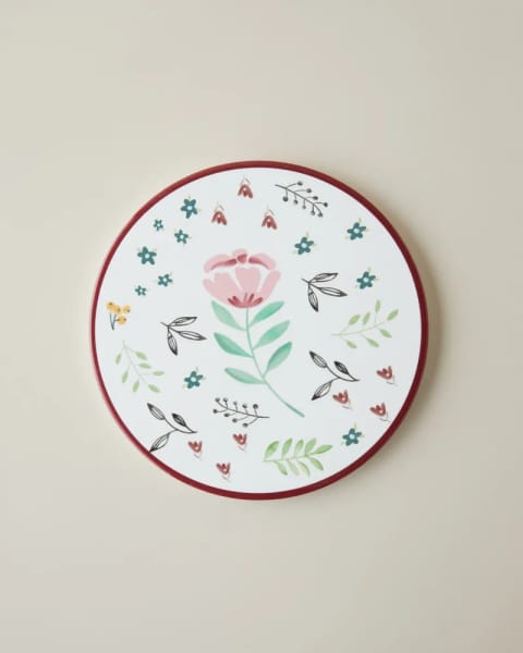 زیرلیوانی سرامیکی Rustic Florals ۱۶ سانتی‌متری صورتی - سبز