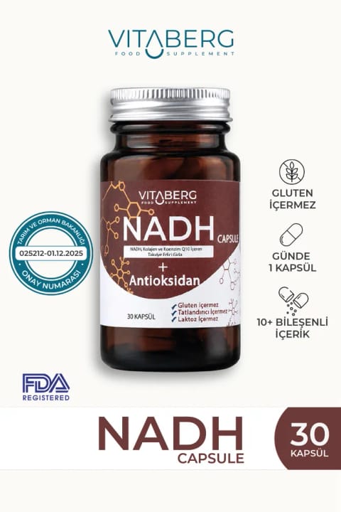 ویتابرگ NADH آنتی‌اکسیدان+ | PQQ، کوآنزیم Q10، رسوراترول، کلاژن تیپ II