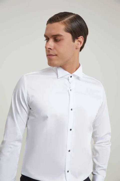 D'S Damat پیراهن اسموکین سلیم فیت سفید ساده