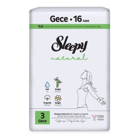 Sleepy Natural Süper Eco (سایز ۳) نوار بهداشتی شبانه ۱۶ عددی