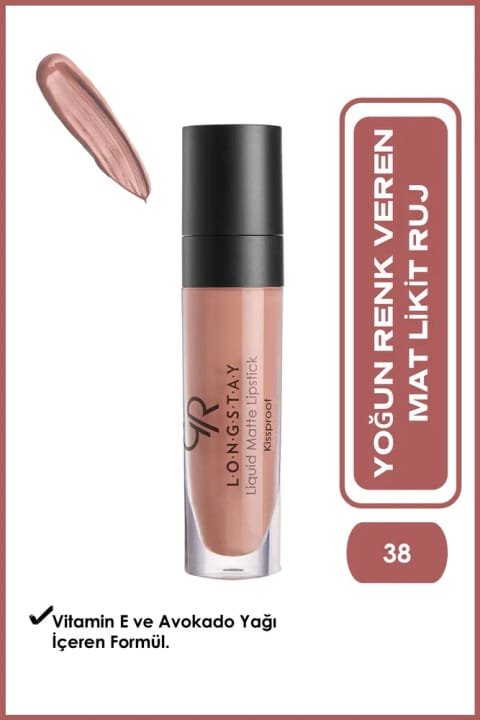 رژ لب مایع مات ماندگار Golden Rose Longstay شماره 38 - بدون پخششدگی