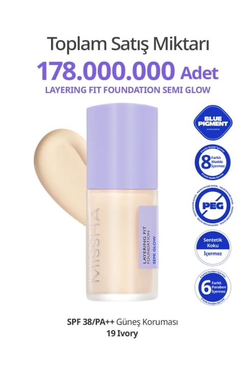 فاندیشن مرطوبکننده نیمهبراق میسا Layering Fit Foundation Semi — 19 Ivory