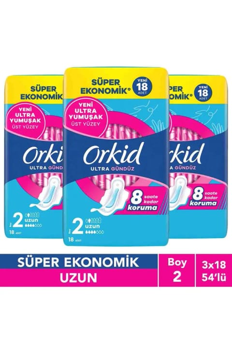 Orkid اولترا بلند (سایز ۲) ۱۸ عددی سوپر اقتصادی نواربهداشتی x3