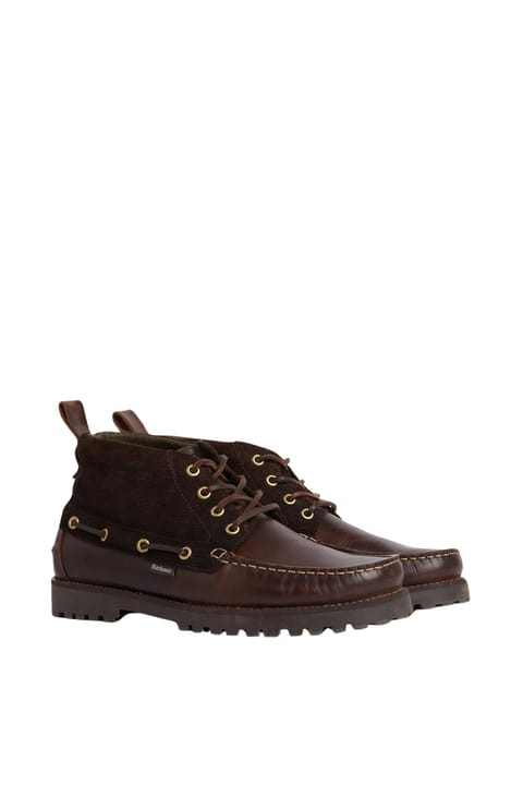 بوت نیم‌بند Barbour Harle Mid Chukka BR98 قهوه‌ای تیره با بند قهوه‌ای