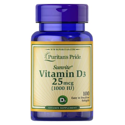 Puritan's Pride Vitamin D3 25 Mcg 1000 IU 100 Softgel