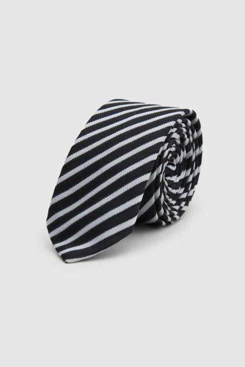D'S Damat کراوات مشکی طرح‌دار ۵.۵ سانتی‌متری