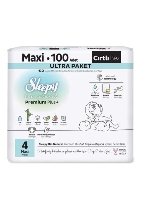Sleepy Bio Natural پوشک بچه سایز 4 (بسته 100 عددی)