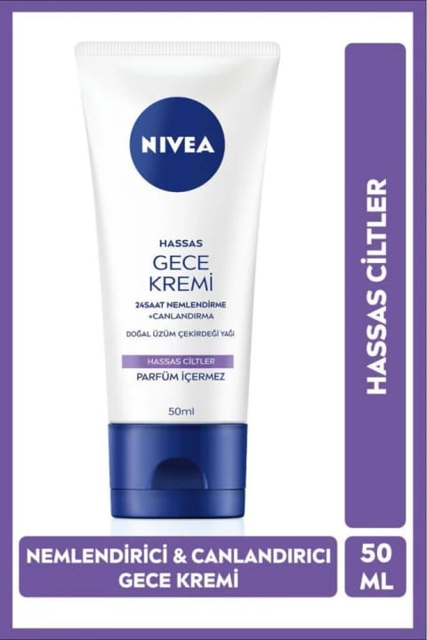 NIVEA کرم شب مرطوبکننده ۲۴ ساعته برای پوستهای حساس ۵۰ میلیلیتر