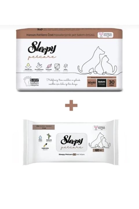 Sleepy پد جاذب حیوانات خانگی ۳۰ عددی + دستمال مرطوب ۵۰ عددی