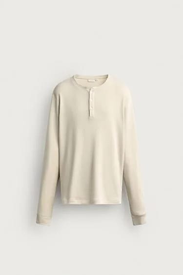 تیشرت هنلی نخ و کتان ZARA