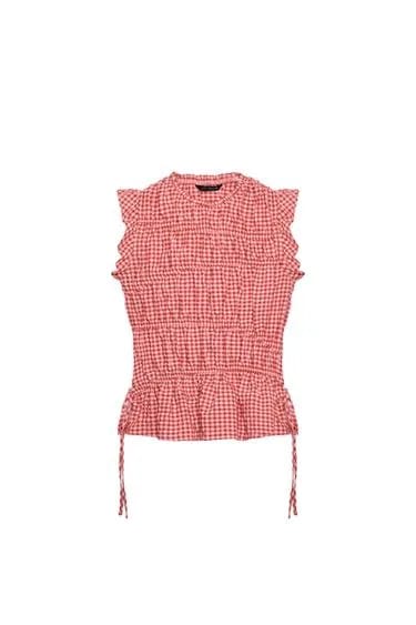 GINGHAM GATHERED TOP