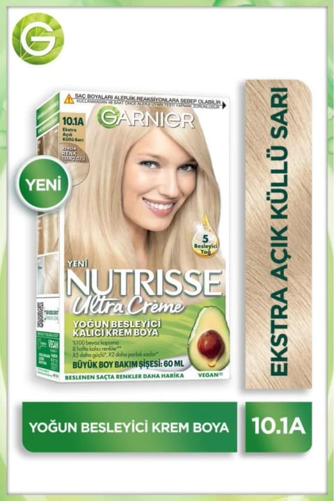 گارنیه Nutrisse رنگ موی دائمی کرمی مغذی و ماندگار 10.1A بلوند خیلی روشن خاکستری