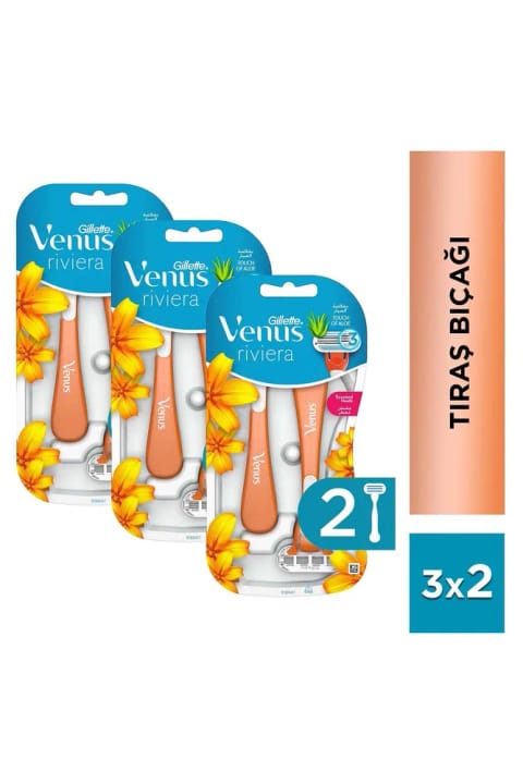 Gillette Venus Riviera زنانه یکبار مصرف تیغ اصلاح ۲ عدد × ۳