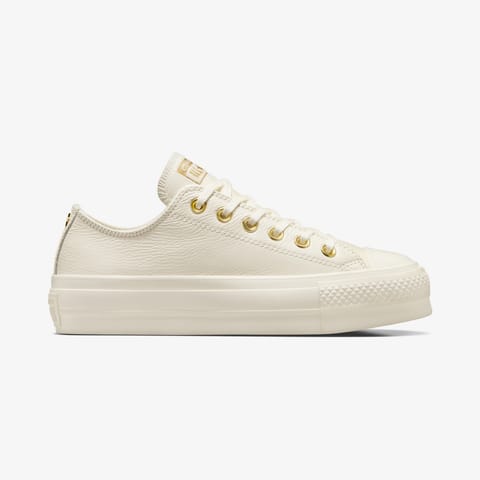 کفش اسنیکر پلتفرم چرمی کرم Converse Chuck Taylor All Star Lift زنانه