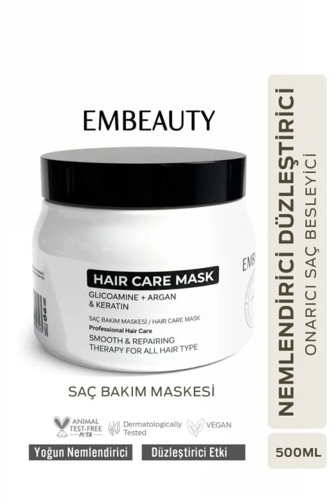 ماسک موی ترمیمکننده و مغذیEmbeauty با اثر کراتین ۵۰۰ میلیلیتر