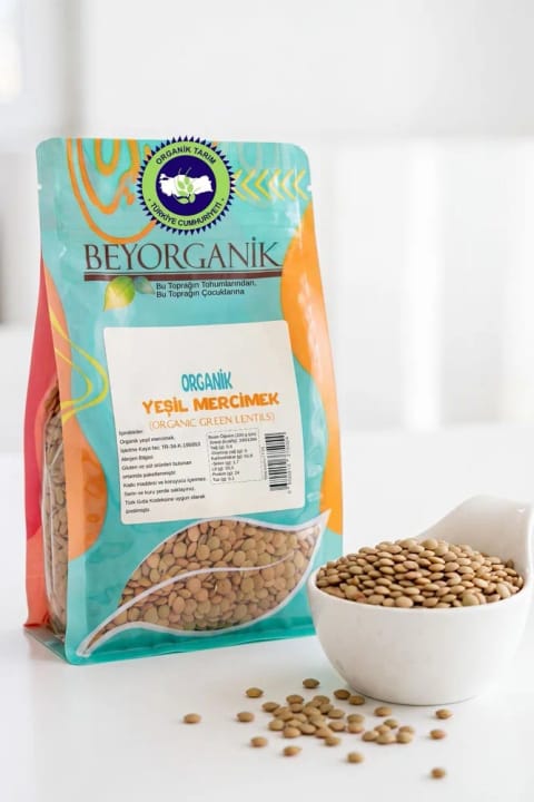 BEYORGANİK عدس سبز ارگانیک 500 گرم (دارای آنالیز سموم و آفلاتوکسین)