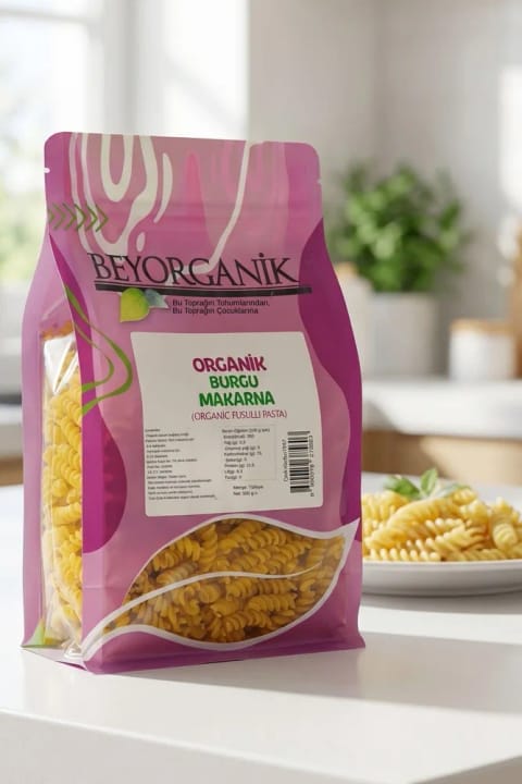 BEYORGANİK ماکارونی ارگانیک پیچی ۵۰۰ گرم (تست آفلاتوکسین و سموم کشاورزی)
