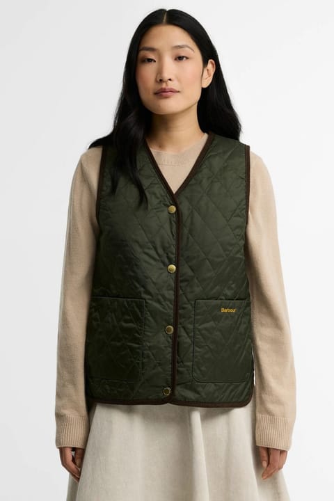 جلیقه آستری برگشت‌پذیر Barbour Tartan Reimagined Icons OL74 زیتونی کلاسیک
