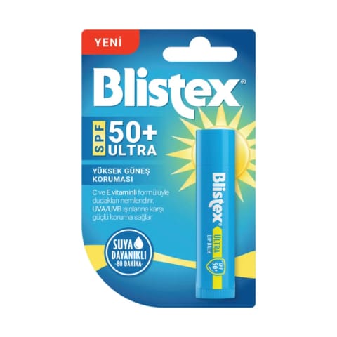 Blistex Ultra 50+SPF محافظت بالا و مرطوبکننده با ویتامین و آنتیاکسیدان کرم لب 4.25 گرم