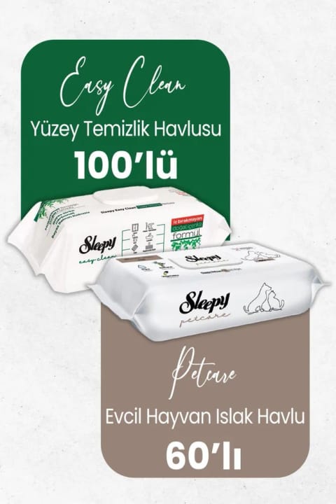 Sleepy دستمال تمیزکننده ۱۰۰ عددی و دستمال مرطوب حیوانات خانگی ۶۰ عددی