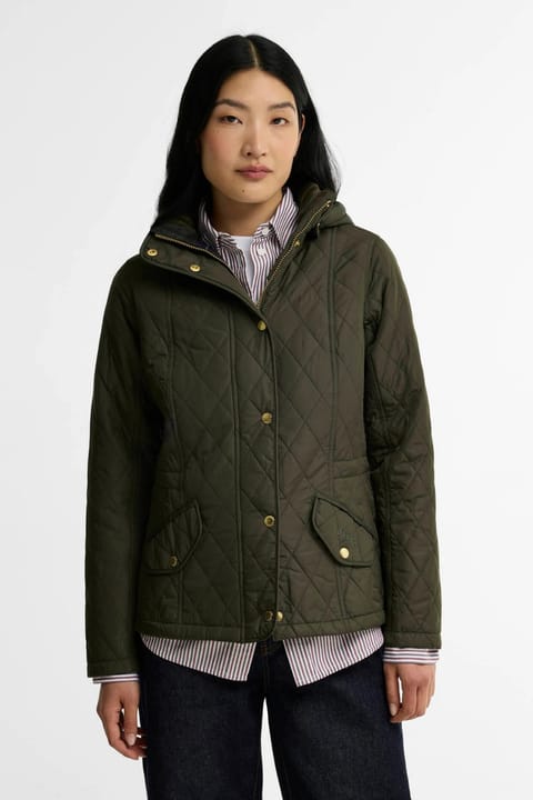 کاپشن کوییلت زنانه Barbour مدل Millfire رنگ زیتونی-کلاسیک GN92