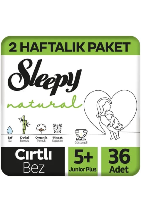 Sleepy Natural بسته ۲ هفتهای پوشک بچه سایز ۵ Junior Plus ۳۶ عددی