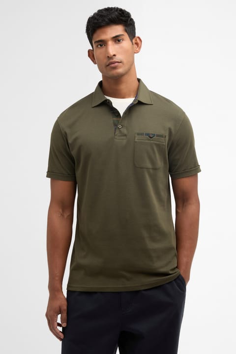 پولو یقه Barbour Premium Corpatch Tailored OL71 زیتونی تیره