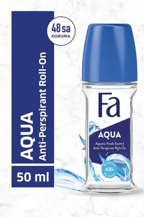 Fa Women Aqua Fresh رول‌آن دئودورانت ۵۰ میلی‌لیتری - طراوت دریایی ۴۸ ساعته