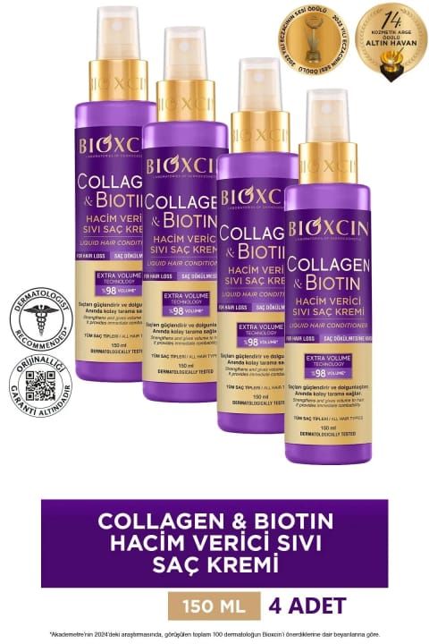 Bioxcin Collagen Biotin مایع حجمدهنده مو 4x150ml