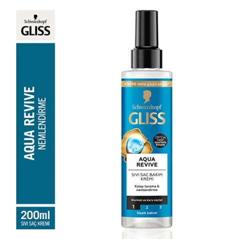 Gliss Aqua Revive مرطوبکننده مایع مو با Hyaluronic Acid و عصاره جلبک دریایی ۲۰۰ میلیلیتر