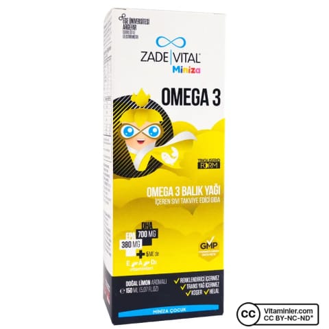 Zade Vital Miniza Omega 3 روغن ماهی 150 میلیلیتر
