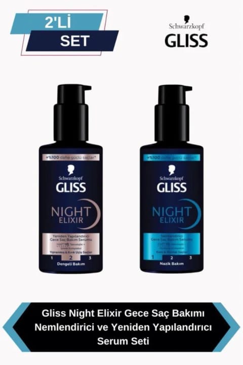 Gliss Night Elixir مراقبت شبانه مو: سرم آبرسان و بازسازیکننده